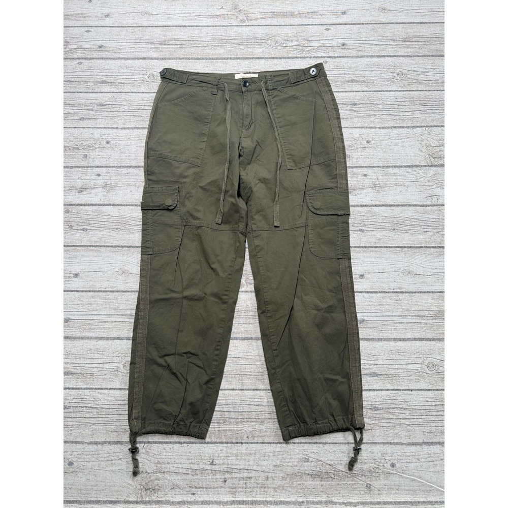 Liquid Cargo Pants Womens 9/10 Olive Green Cropped Drawstring Hem Utility Hiking